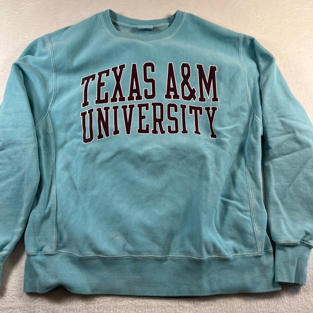 Champion Reverse Weave Texas A&M University Sweatshirt Mens‎ Large Blue Pullover